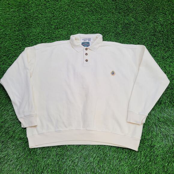 Vintage 90s Jantzen Sweater XL 26x25 Ivory Crest Ribbed - Picture 1 of 12